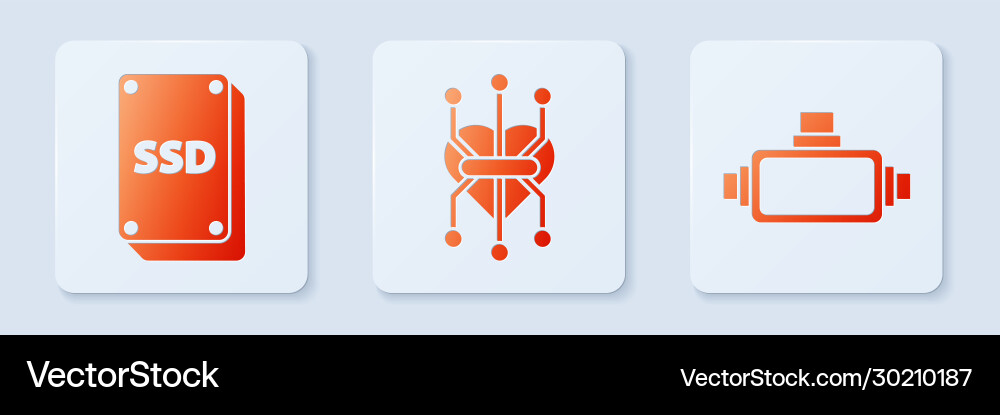 Set processor ssd card and virtual reality Vector Image