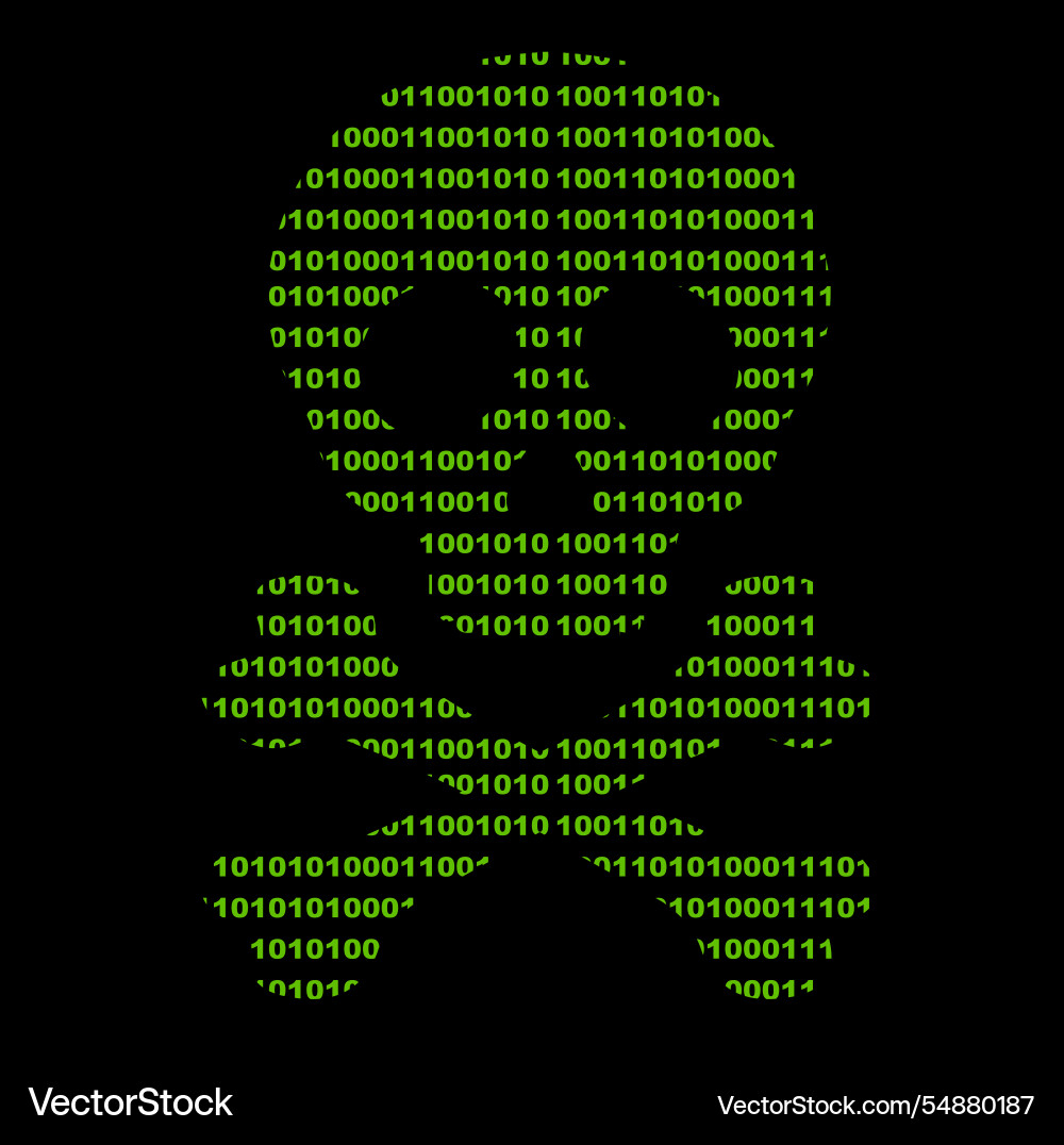 Skull binary code Skull binary code vector image