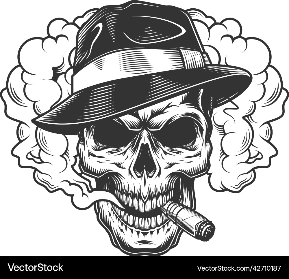 Skull in smoke cloud Vector Image