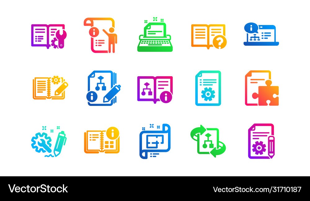 Technical documentation icons instruction plan vector image