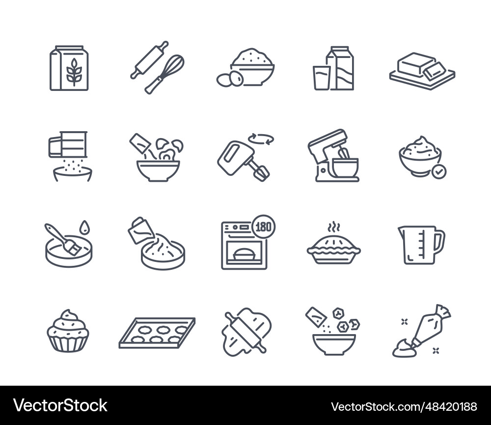 Baking ingredients icons set Baking ingredients icons set vector image