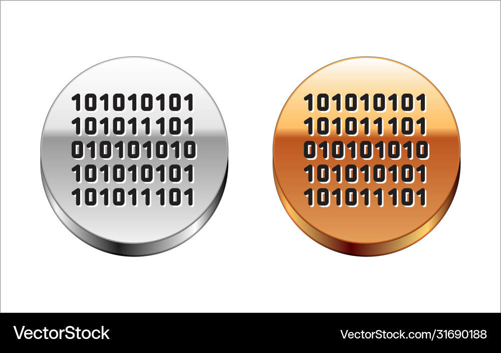 Black line binary code icon isolated on white Black line binary code icon isolated on white vector image