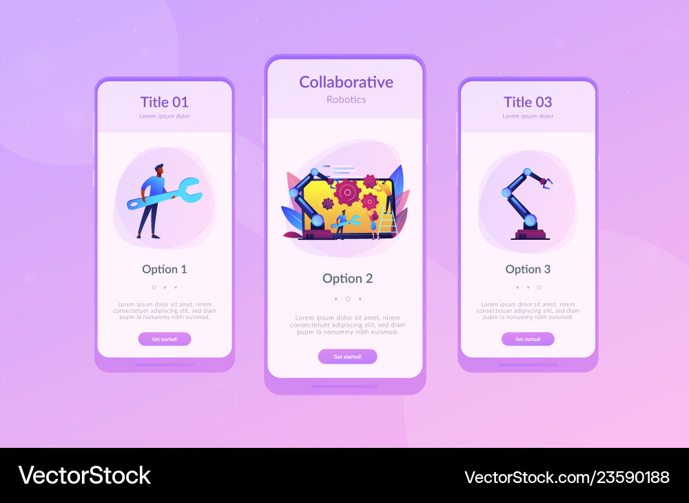 Collaborative robotics app interface template Collaborative robotics app interface template vector image