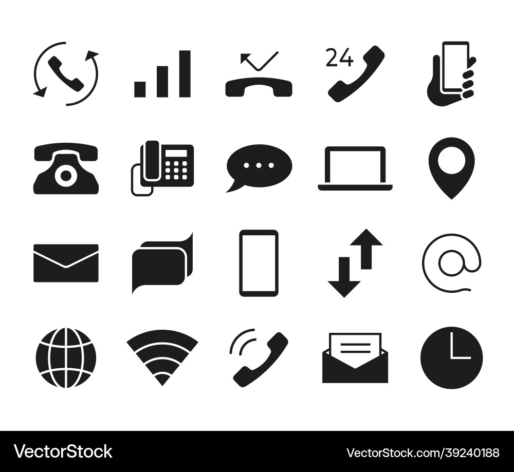 Communication icons smartphone call mailing Communication icons smartphone call mailing vector image