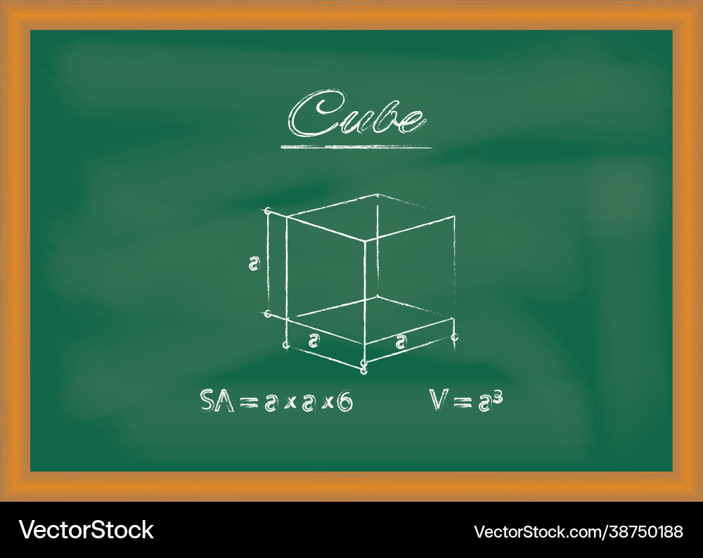 Cube geometric figure and formulas Vector Image