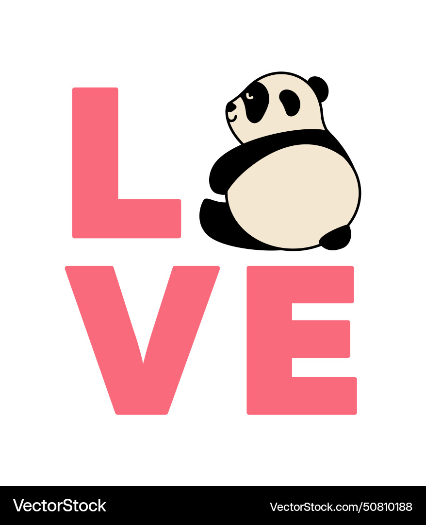Cute panda with the inscription love – Royalty-Free Vector
