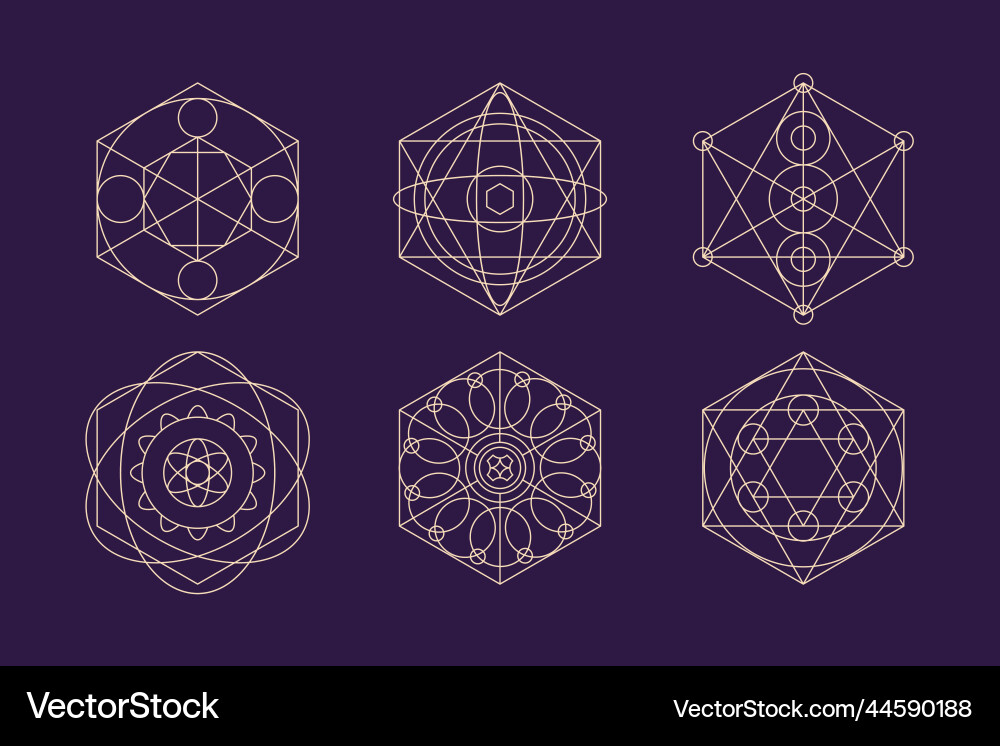 Flat design sacred geometry element set Flat design sacred geometry element set vector image