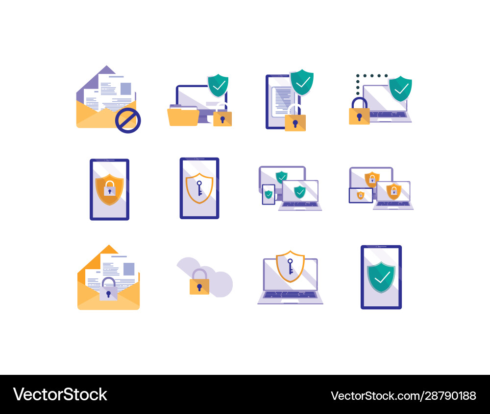Isolated security system icon set design Isolated security system icon set design Vector Image