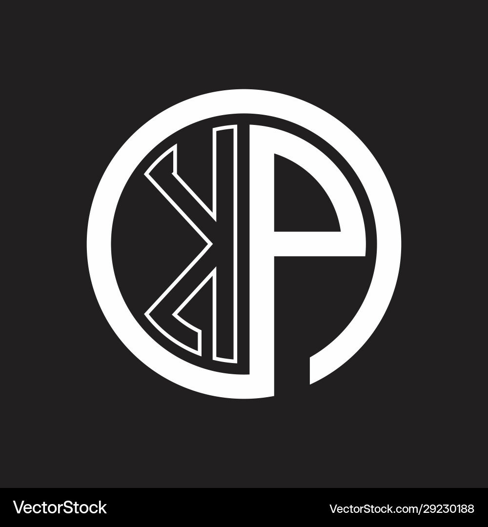 Kp logo with circle rounded negative space design vector image