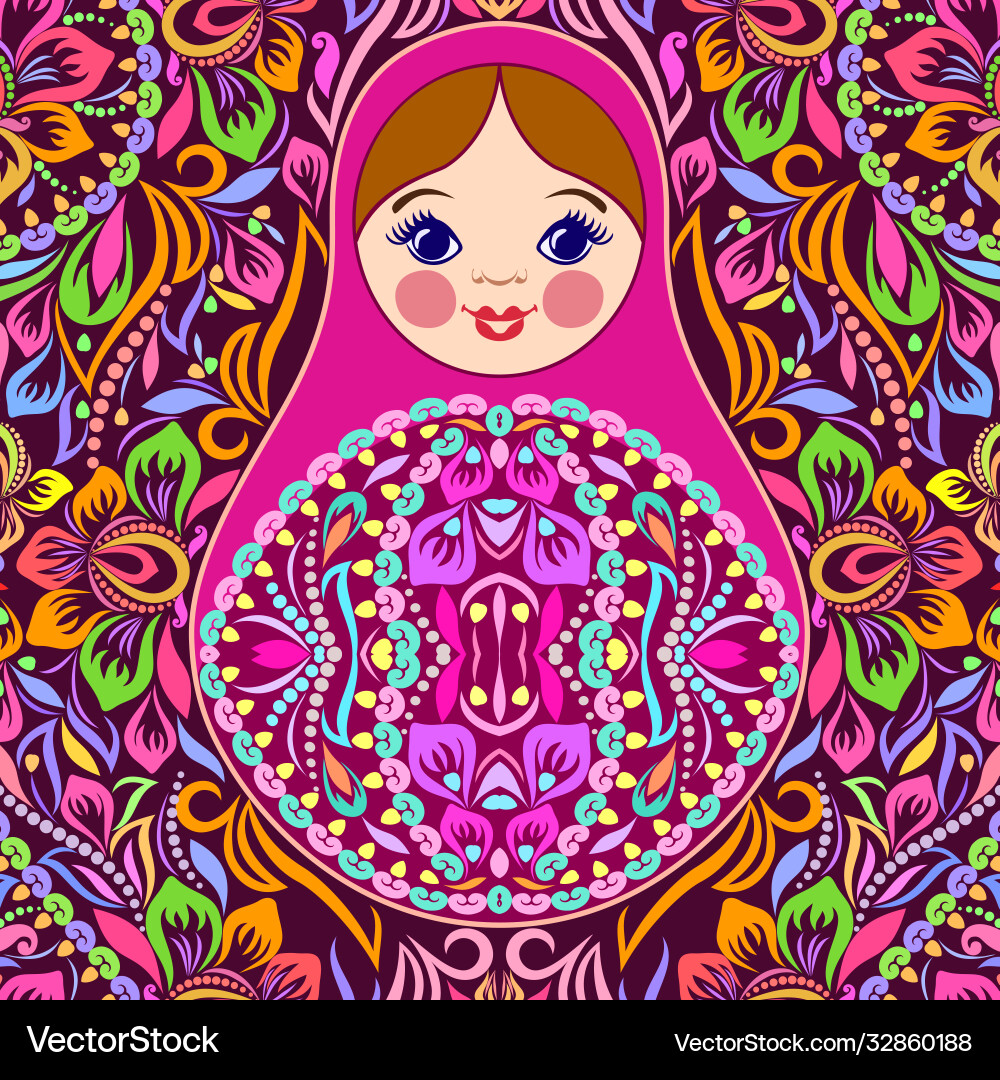 Seamless colorful pattern with nesting dolls Vector Image