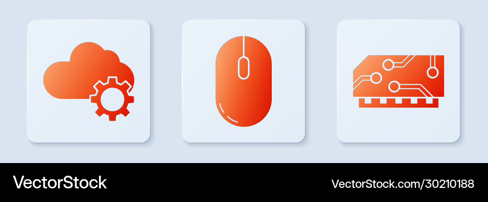 Set computer mouse cloud technology data transfer Set computer mouse cloud technology data transfer vector image