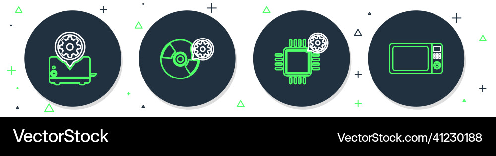 Set line cd or dvd disk setting processor Set line cd or dvd disk setting processor vector image