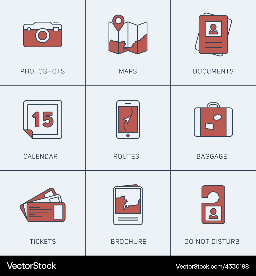 Set of modern thin line icons photoshots maps Vector Image