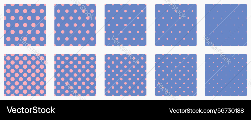 Set polka dots seamless pattern simple background vector image