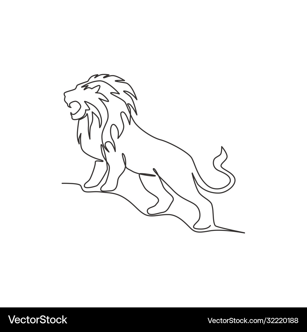 Single Line Lion Artwork Vector Image