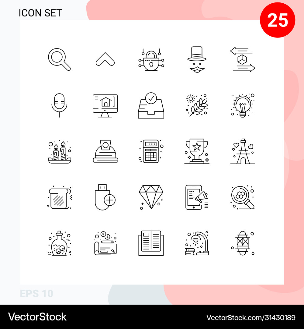25 universal lines set for web and mobile Vector Image