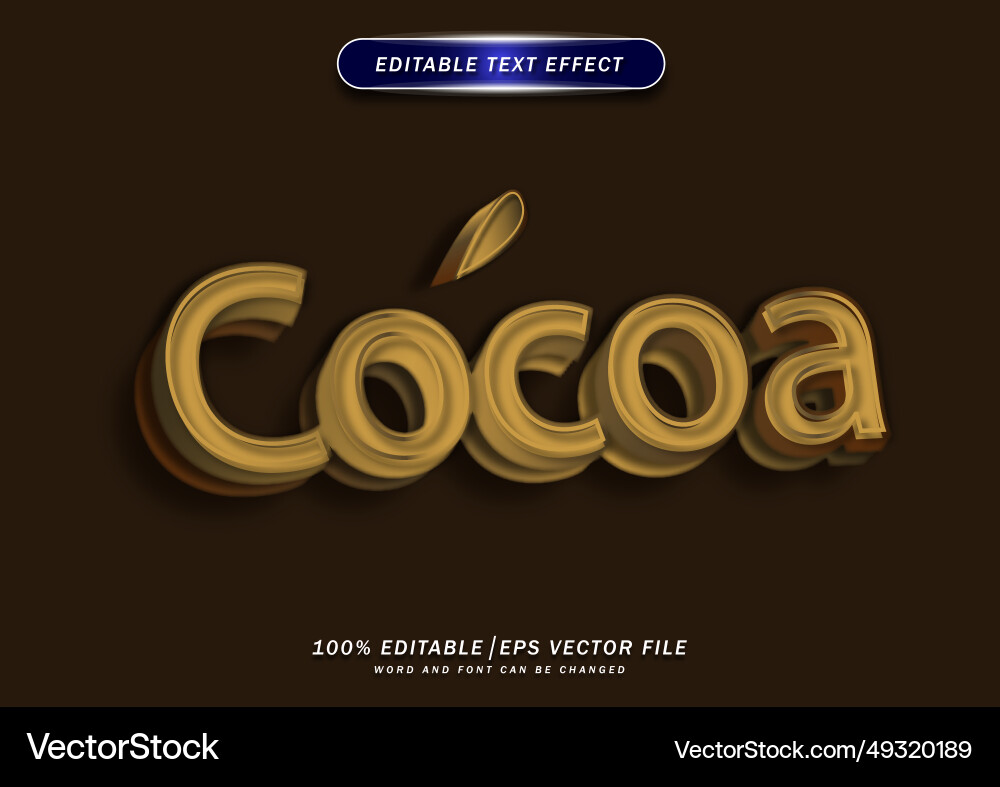 Cocoa bold text editable effect sweet style design Cocoa bold text editable effect sweet style design vector image