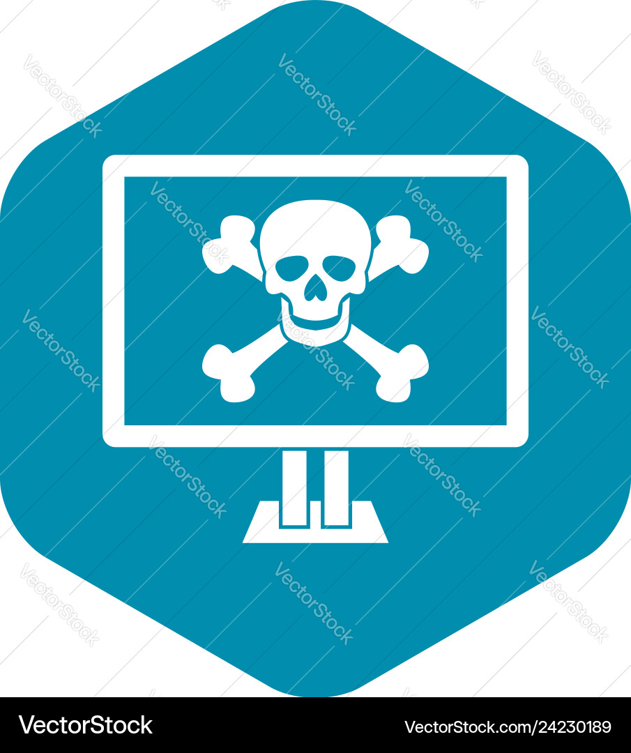 Computer monitor with a skull and bones icon Computer monitor with a skull and bones icon vector image