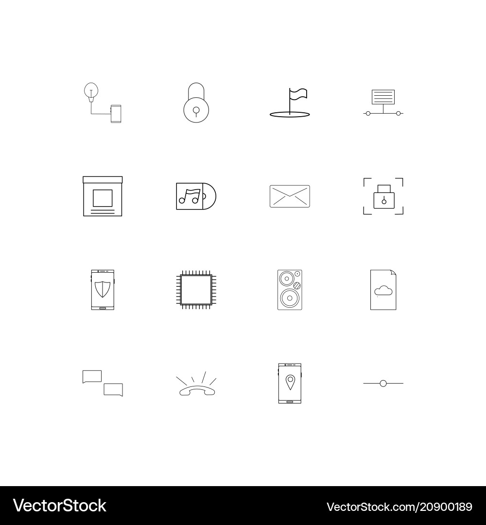 Devices linear thin icons set outlined simple vector image