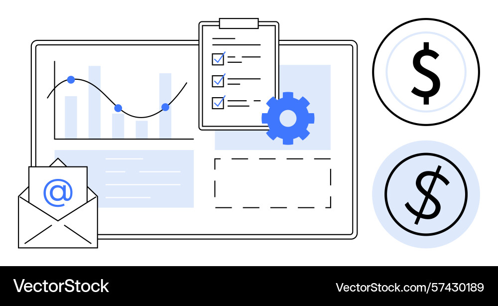 Financial data analytics with graphs checklist vector image