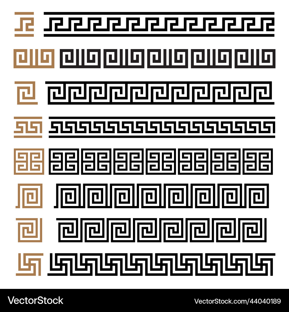 Greek motives symbols borders frames set Greek motives symbols borders frames set vector image
