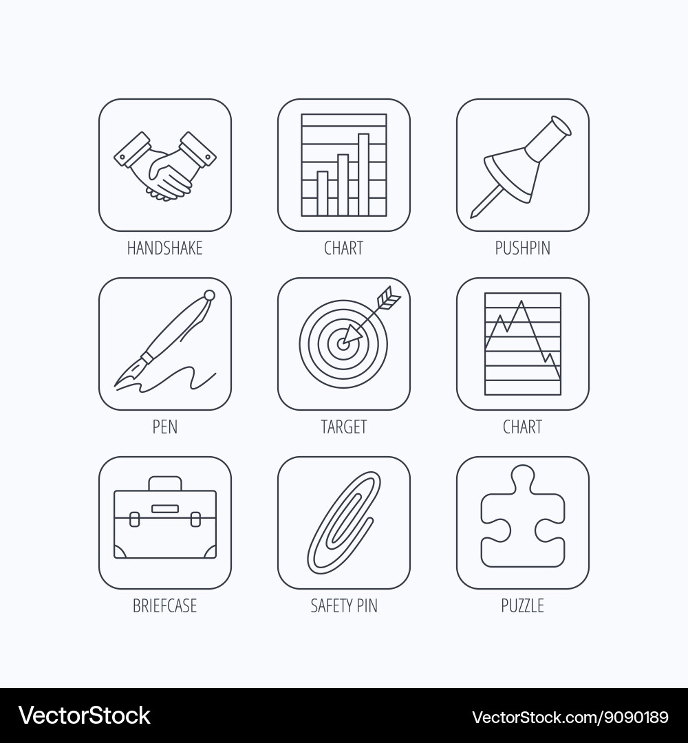 Handshake graph charts and target icons Vector Image