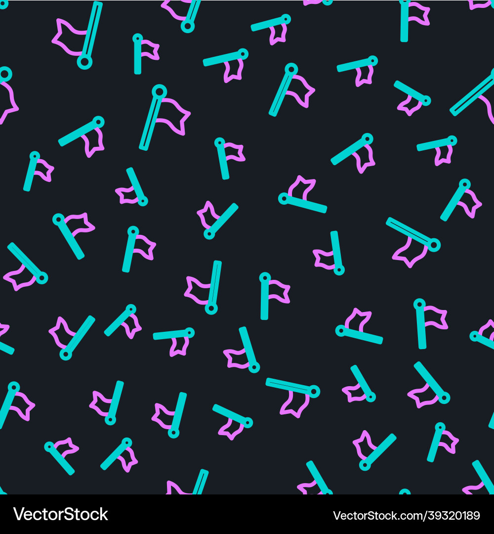 Line flag icon isolated seamless pattern on black Line flag icon isolated seamless pattern on black vector image