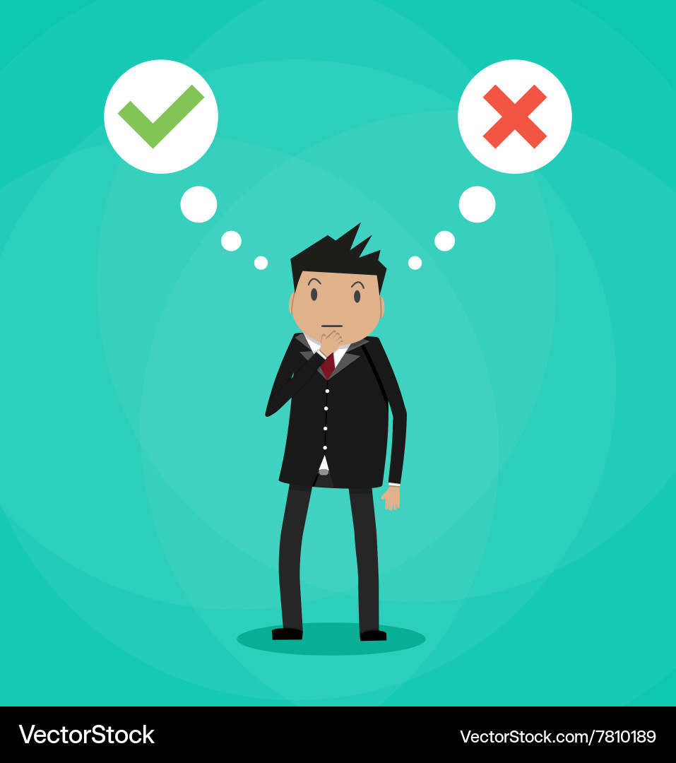 Man and speech bubbles with checkmarks vector image