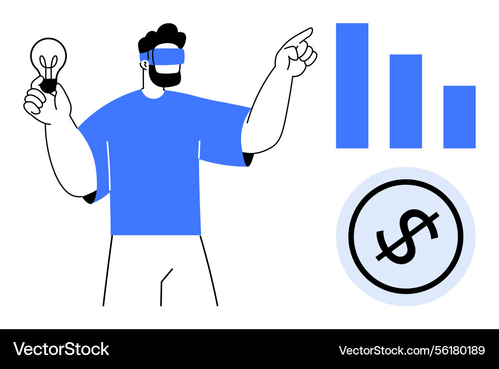 Man using virtual reality for innovative data Man using virtual reality for innovative data vector image
