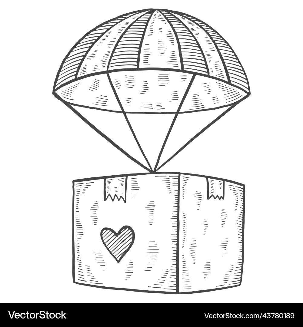 Parachute Box Spende Wohltätigkeit humanitäre Parachute Box Spende Wohltätigkeit humanitäre vektorbild