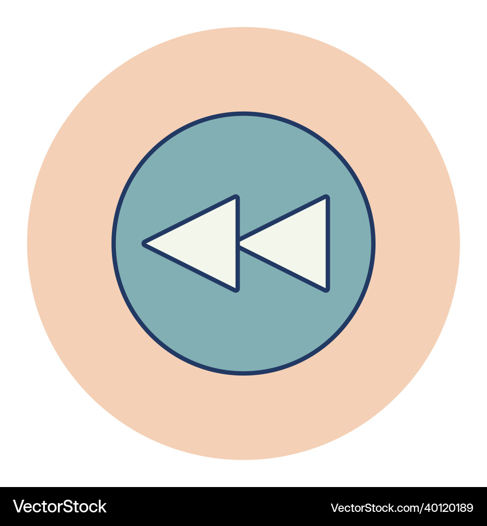 Play previous track button color flat icon graph vector image
