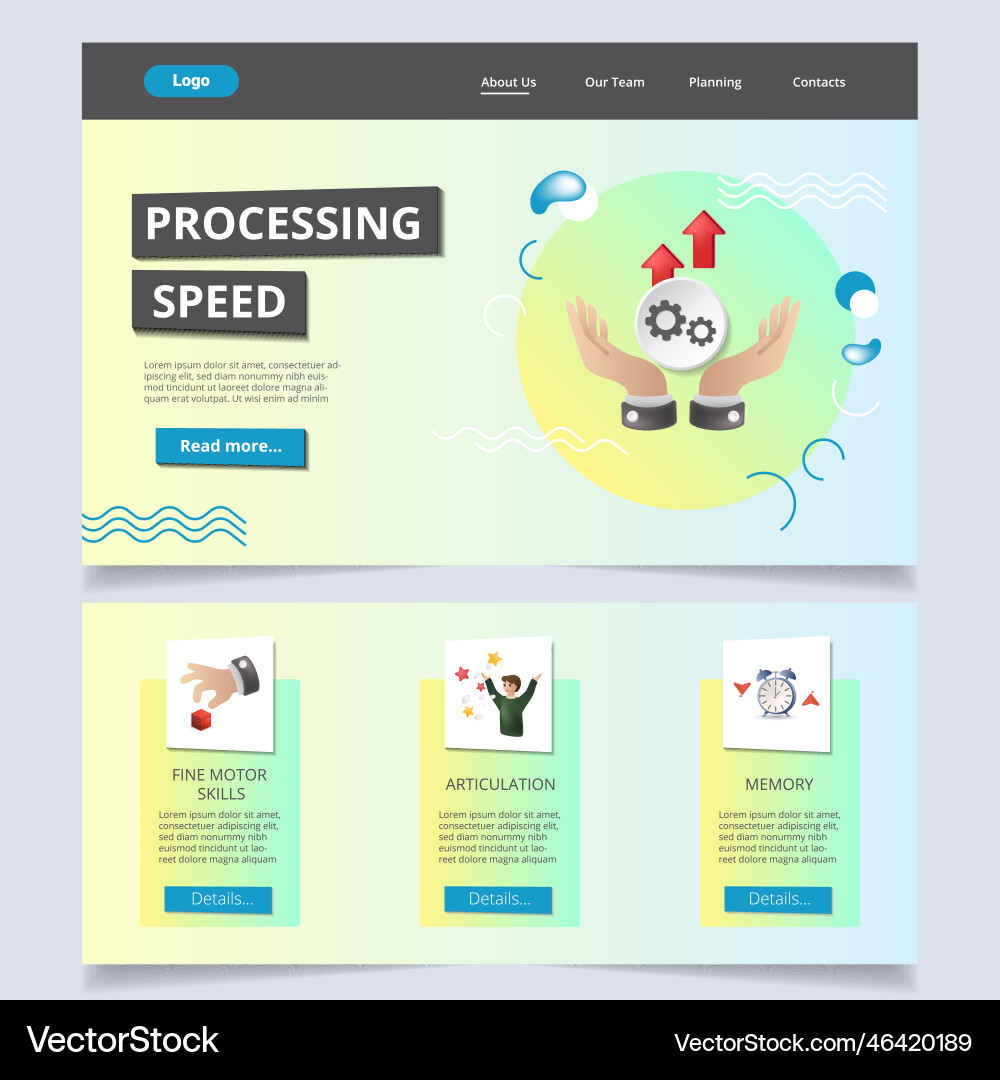 Processing speed flat landing page website Processing speed flat landing page website vector image