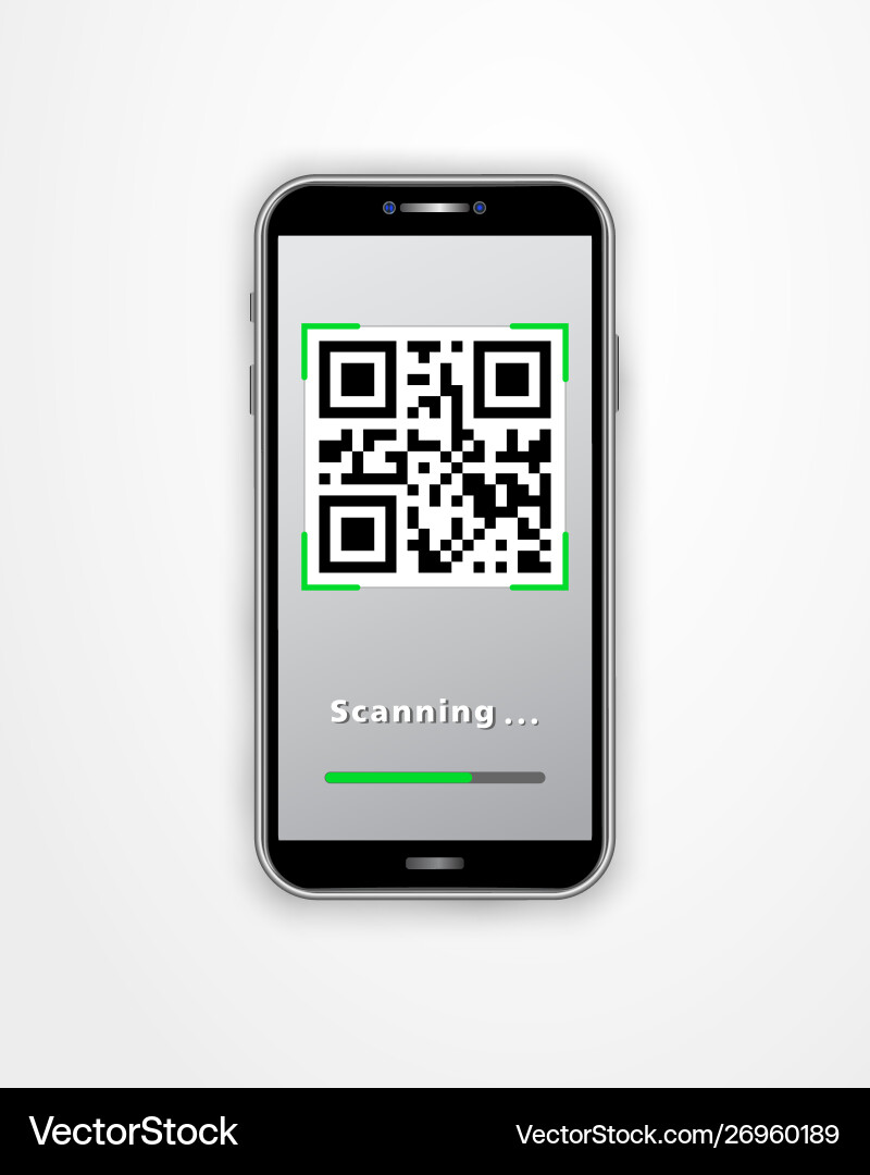 Scanning qr code using smartphone isolated Scanning qr code using smartphone isolated vector image
