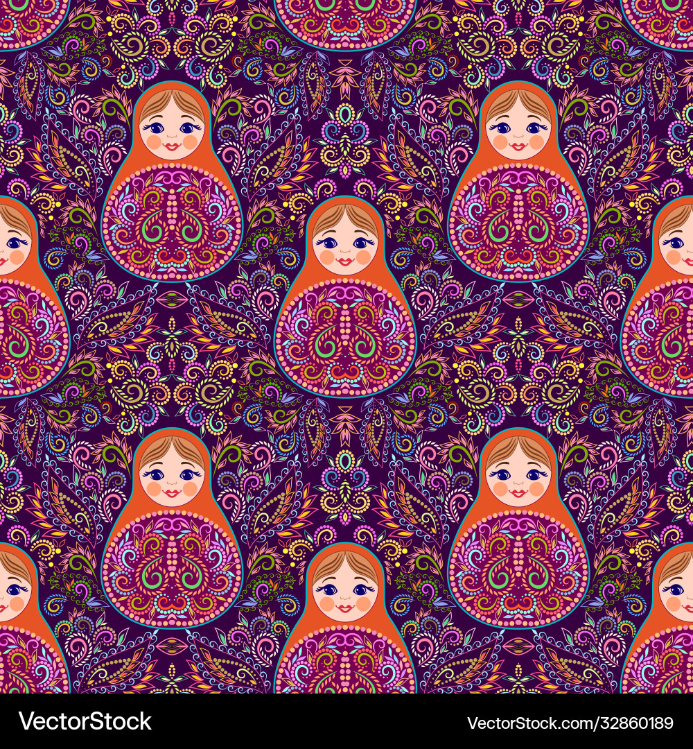 Seamless colorful pattern with nesting dolls Seamless colorful pattern with nesting dolls Vector Image