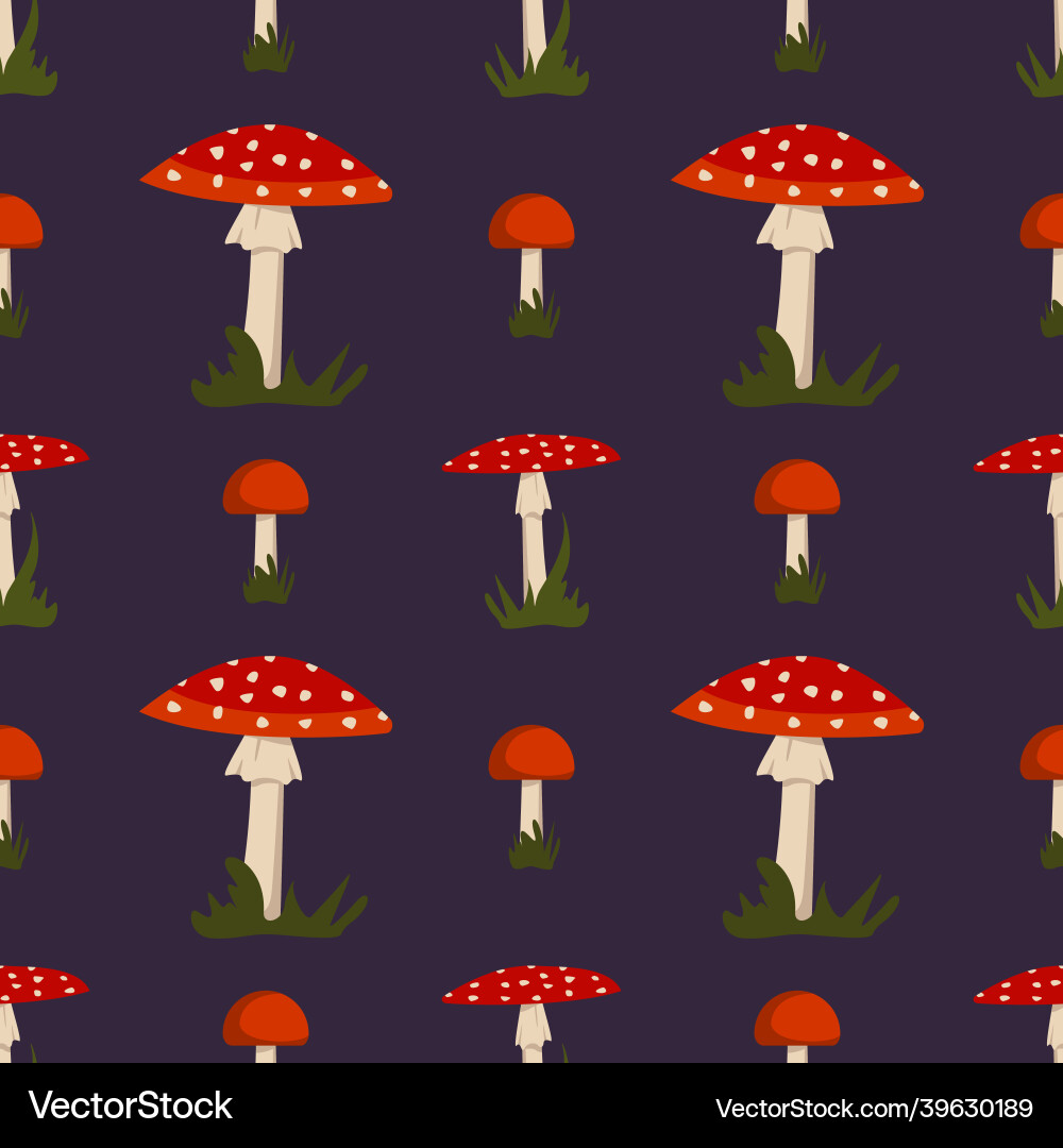 Seamless pattern with amanita mushroom red Seamless pattern with amanita mushroom red Vector Image