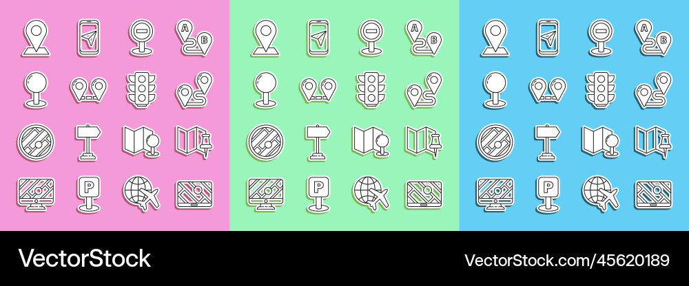 Set line city map navigation folded with push pin Set line city map navigation folded with push pin vector image