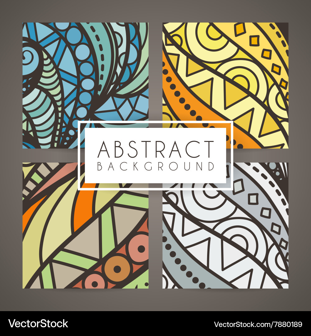 Set of four colorful intricate patterns vector image