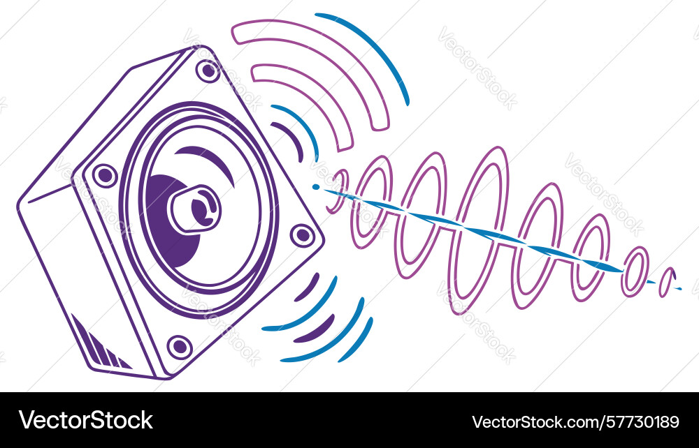 Speaker emitting sound waves audio system design Vector Image