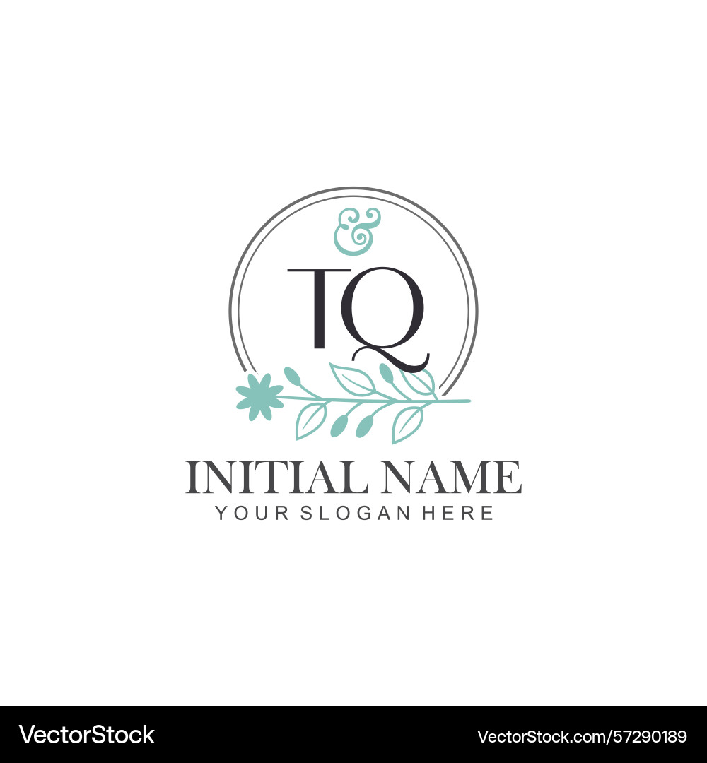 Tq initial logo templates with botanical elements Vector Image