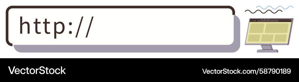 Url search bar with a monitor displaying website Url search bar with a monitor displaying website Vector Image