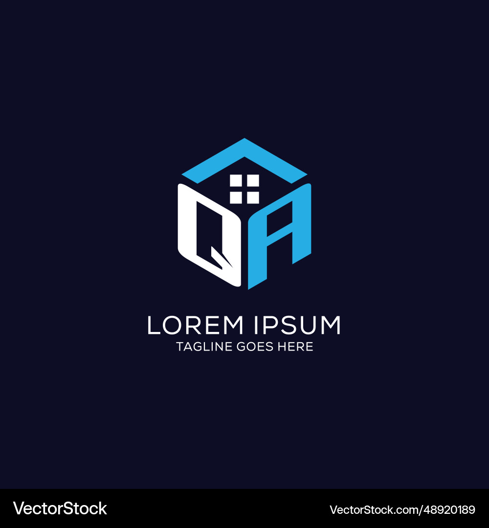 Ursprüngliches Logo qa Monogramm mit abstraktem Haus Ursprüngliches Logo qa Monogramm mit abstraktem Haus Vektorbild