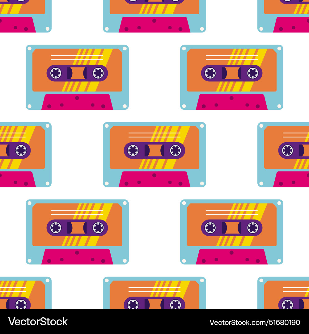 80s 90s retro elements pattern with audio 80s 90s retro elements pattern with audio Vector Image