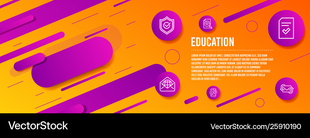 Analytics chart web mail and approved shield vector image