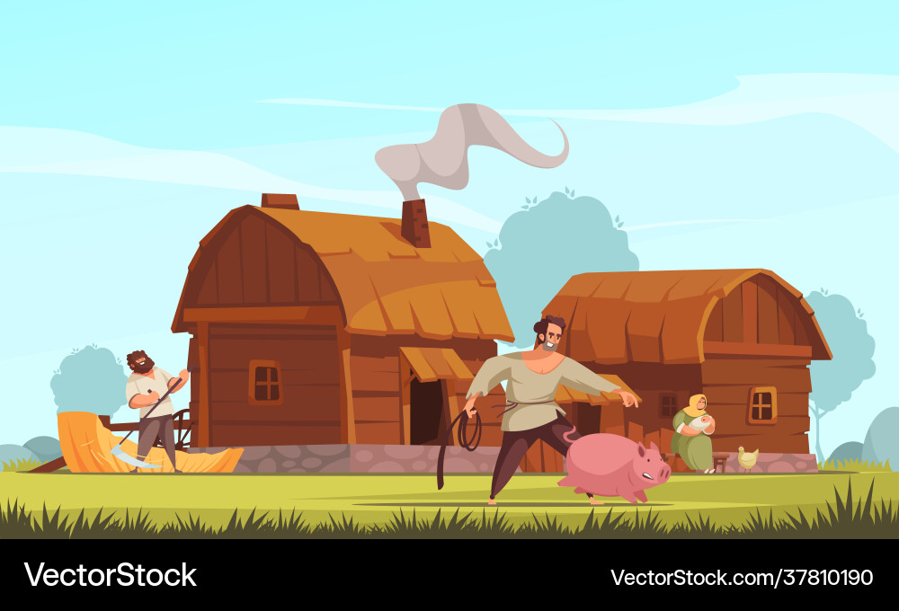 Ancient housing architecture composition Ancient housing architecture composition vector image