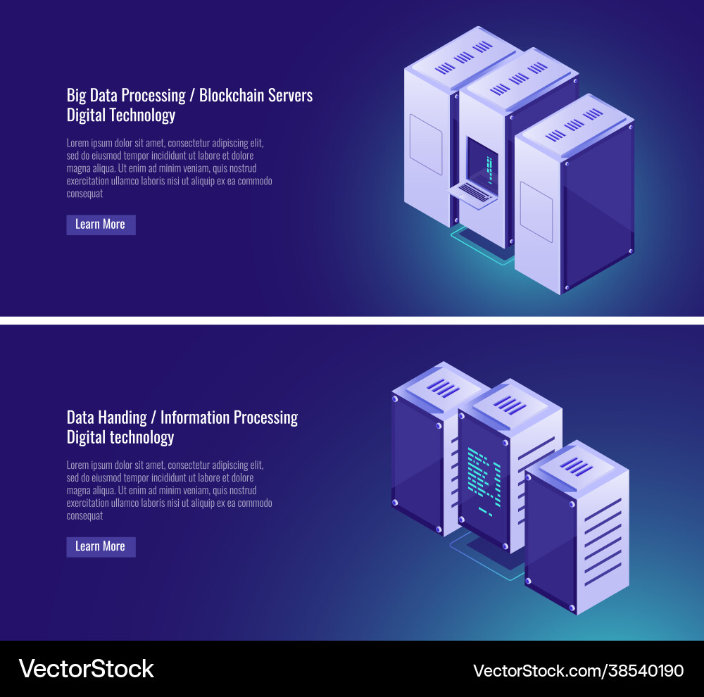 Big data processing server room hosting Big data processing server room hosting vector image