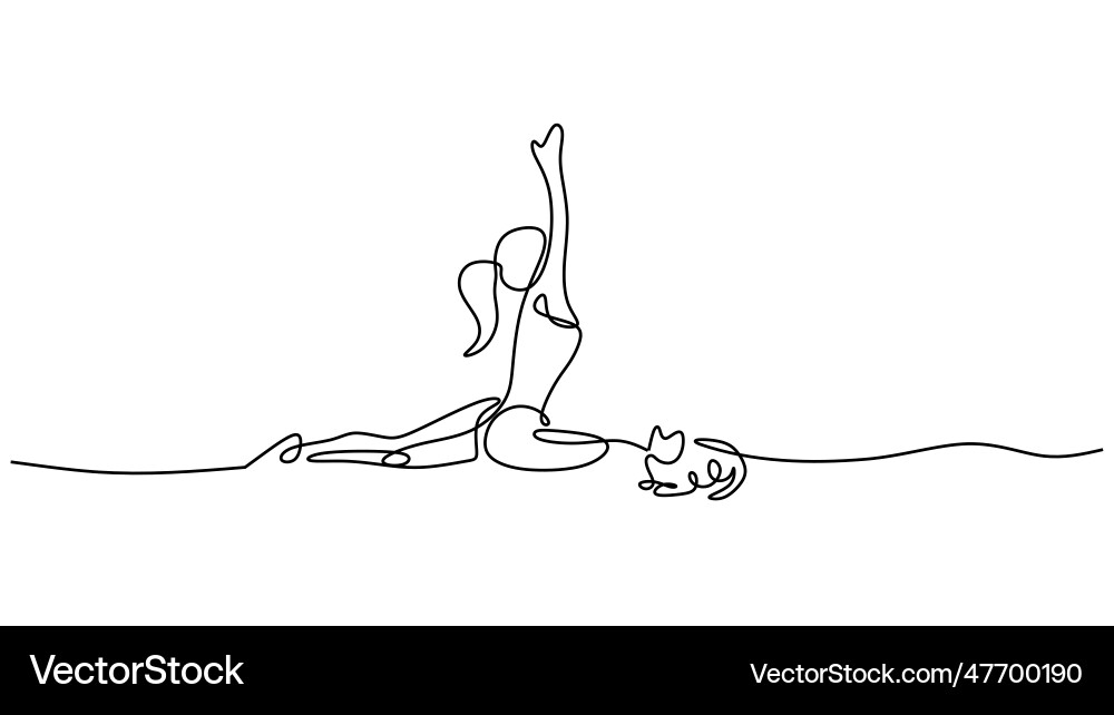 Cat Yoga Frauen kontinuierliche Linie Kunst Zeichnung Single Cat Yoga Frauen kontinuierliche Linie Kunst Zeichnung Single vektorbild
