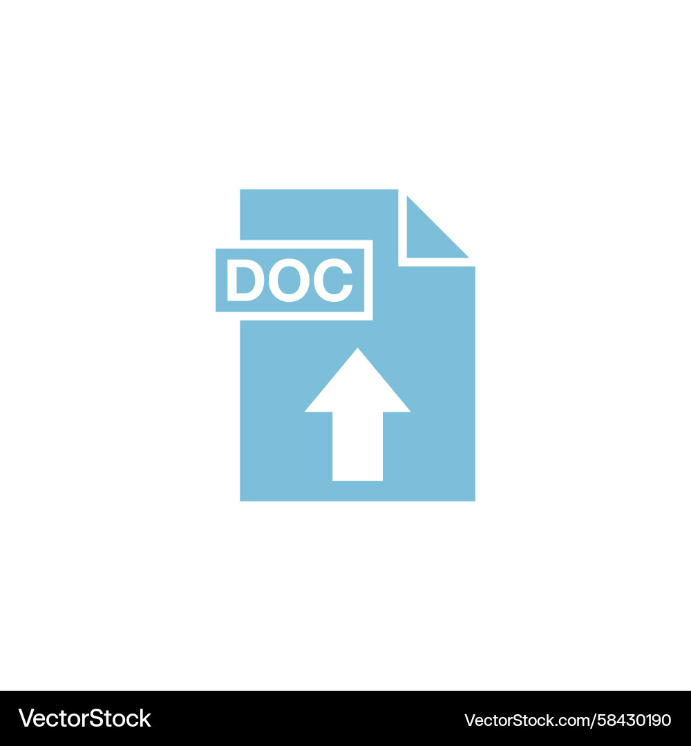 DOC Upload Icon - Document Template Vector Image