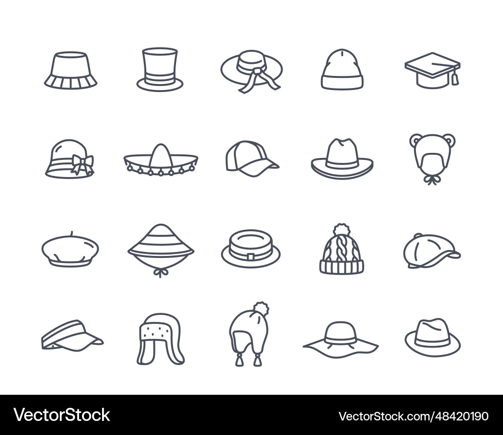 Doodle Hüte und Kappen Icons Set Doodle Hüte und Kappen Icons Set vektorbild
