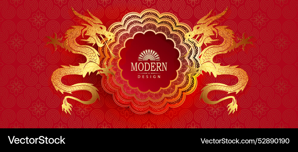 Festive red background with a round frame Vector Image