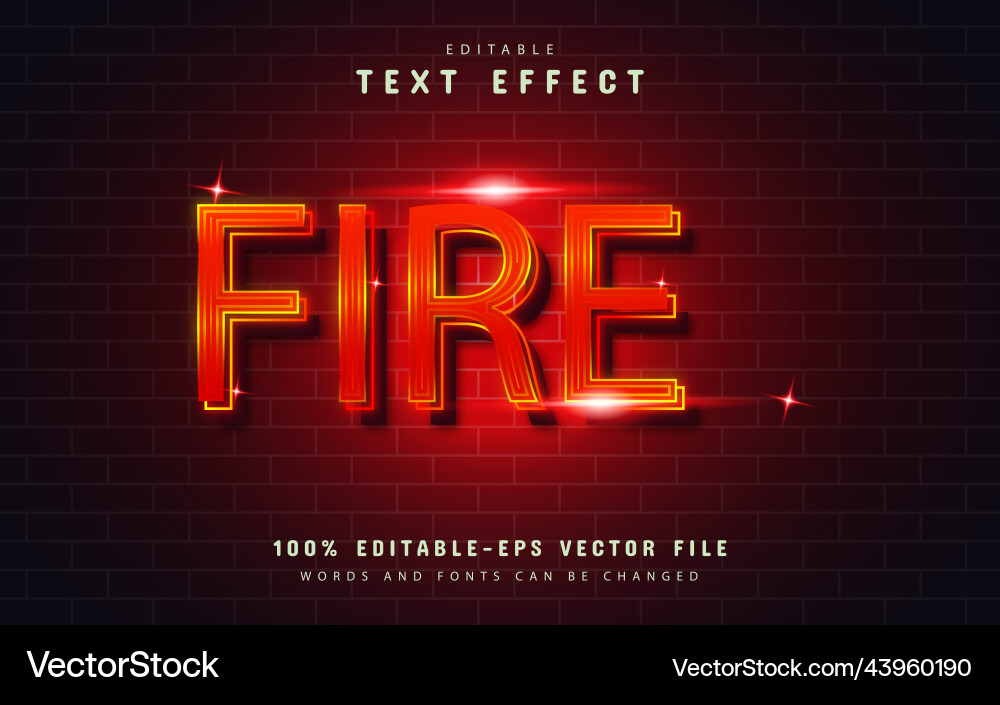 Fire text effect with red gradient Fire text effect with red gradient vector image